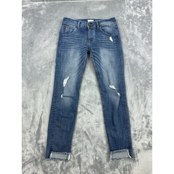 Hudson Jeans Denim - Hudson Cat Mid Rise Skinny Jeans Womens Size 27 Blue Step Hem Back Flap Pockets